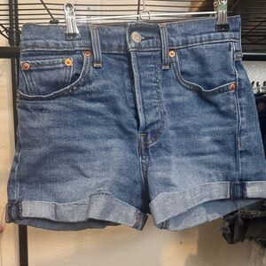 Levi's Blue Rolled Cuff Denim Shorts